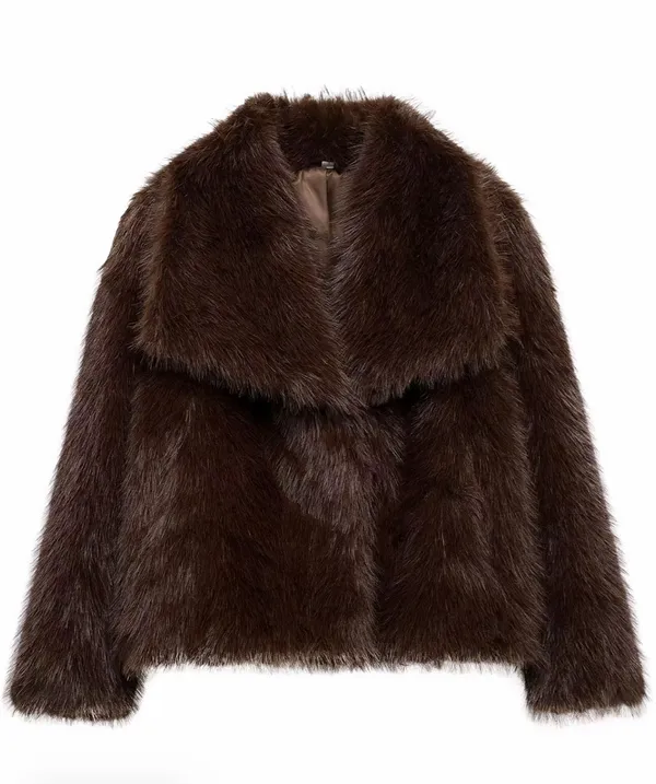 Brown Faux Fur Jacket - Image 2