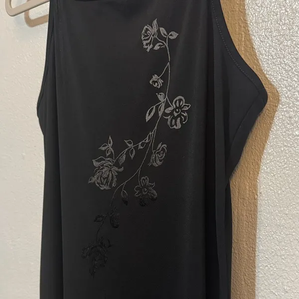 VTG 90s Y2K Black Floral Embroidered Maxi Dress Whimsigoth Fairy Goth Grunge - Image 4