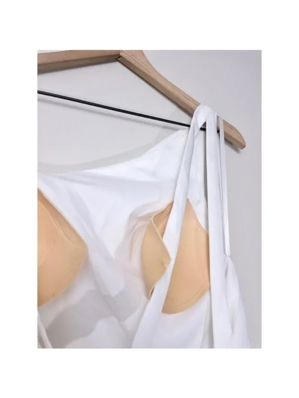 NWT Ieena Mac Duggal One Shoulder Double Strap Gown 8 White Bridal Formal 26266 - Image 13