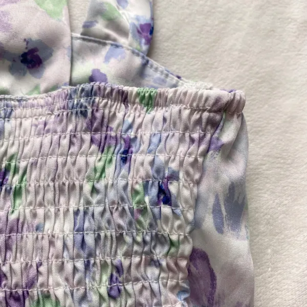 purple pastel green white floral bustier crop tank top - Image 7