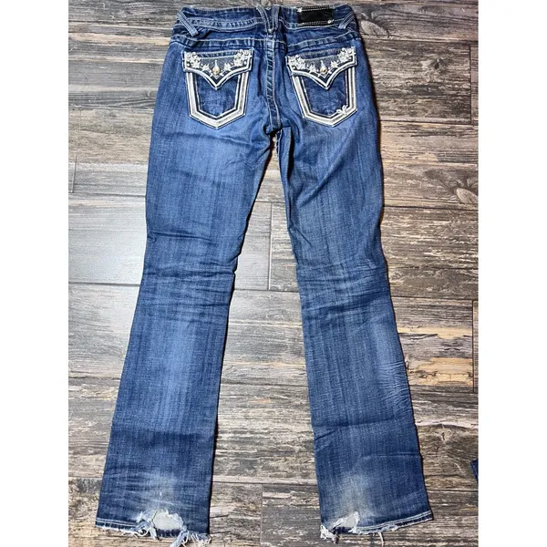 Vigoss The‎ New York Slim Boot Embellished Pockets Jeans Size 1/2 Bling Rodeo - Image 2