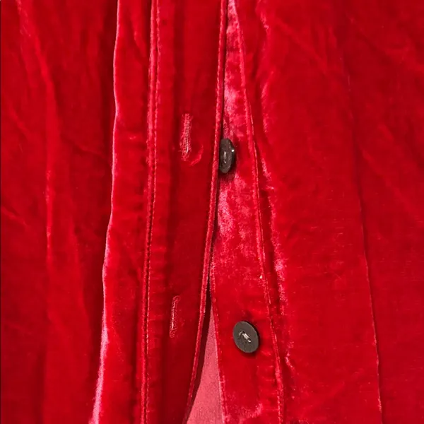 J. Jill Rich Red Velvet Button Down Shirt medium‎ - Image 2