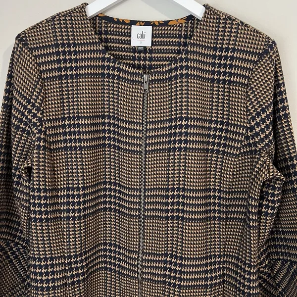 CAbi Women's Small Tartan Plaid Flounce Jacket Longline‎ Dark Acadamia # 3902 - Image 3