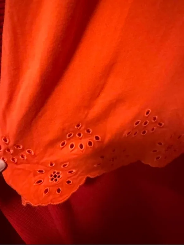 Lands' End Bright Orange Eyelet Scalloped Hem Sleeveless Tank Top L - Image 6