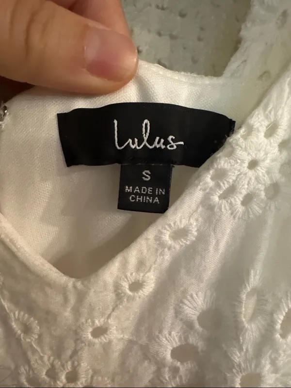 Lulu's White Eyelet Tie-Shoulder Midi Dress - Image 5