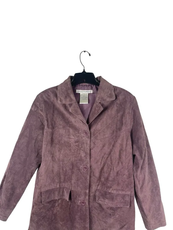 VTG Jessica Holbrook Suede Leather Jacket Womens S Purple Button Front Western - Image 2