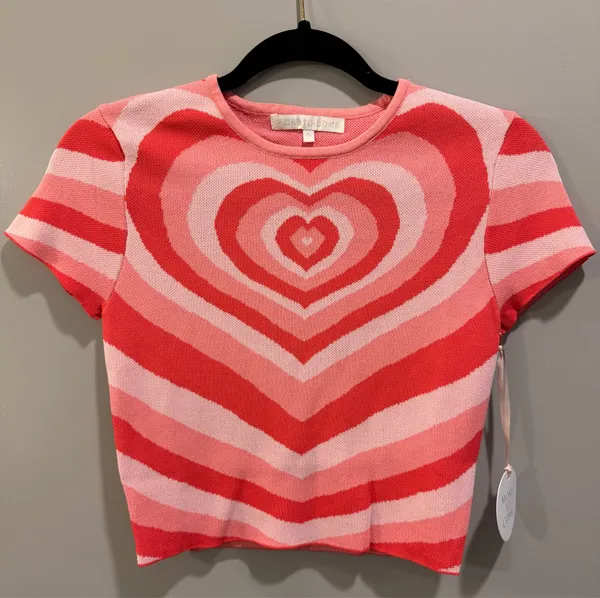 Revolve More To Come Harper Heart Print Cropped Top Pink Multi - Image 2
