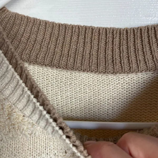 Vintage cotton double layer cloud sherpay crewneck sweater off white unisex M/L - Image 2