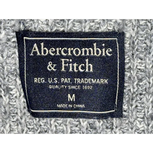 Abercrombie & Fitch Gray Ribbed Knit Long Sleeve Wrap V-Neck Sweater Size Medium - Image 5