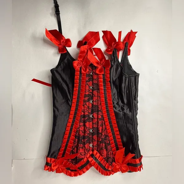 Source Unknown Corset Women's Size Small Red Black‎ Lace Ribbon Bedroom Feminine Body Shaper - Image 11