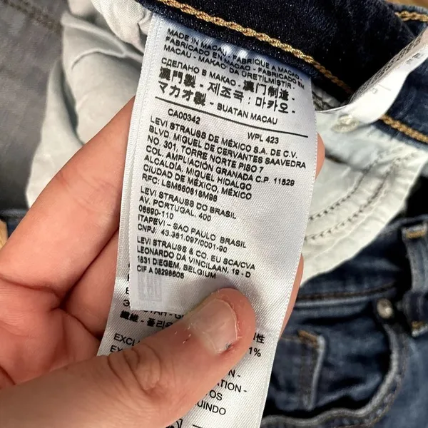 Levi's 711 skinny jeans cotton pants denim medium wash distressed pockets blue - Image 5