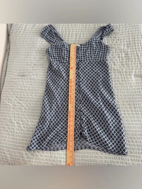 Madewell Cap-Sleeve Button-Front Mini Dress‎ in Geometric Print Size 6 Lavender - Image 6