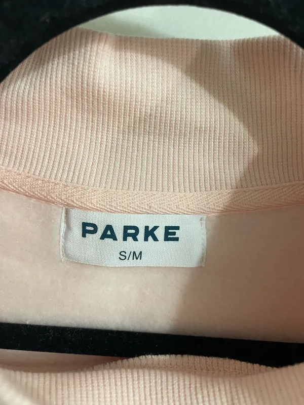PARKE Valentine’s Varsity Mockneck Crewneck Pullover Sweatshirt Peony Crimson S - Image 9