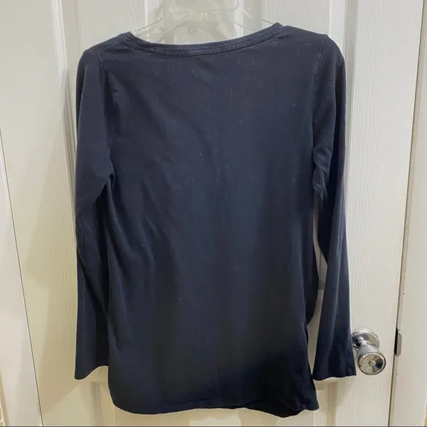 Bumpstart Maternity Long-sleeve Black Cotton Shirt Medium Pregnancy Top Shirred. - Image 3