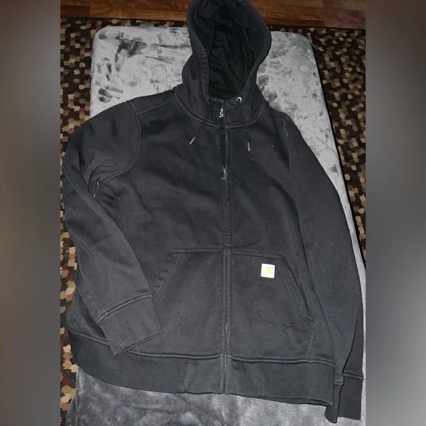 Carhartt Women’s Relaxed Fit Midweight Full Zip Hooded Sweatshirt in Black XL - Image 2