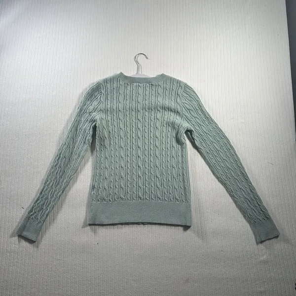 Abercrombie & Fitch Women’s M Green Cable Knit Crewneck Sweater Long Sleeve - Image 10