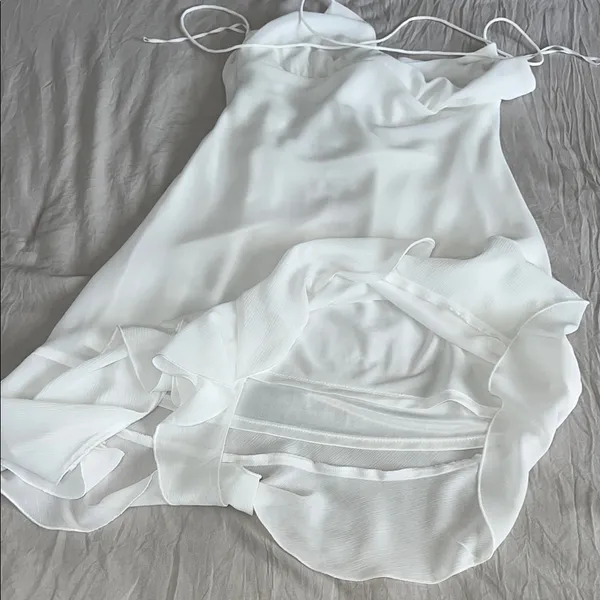 Zara White Ruffle Hem Dress‎ - Image 9