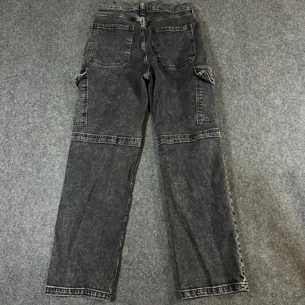 Gap Womens Cargo Jeans Washed Black High Rise Straight Leg Utility Pants 27 4S - Image 2