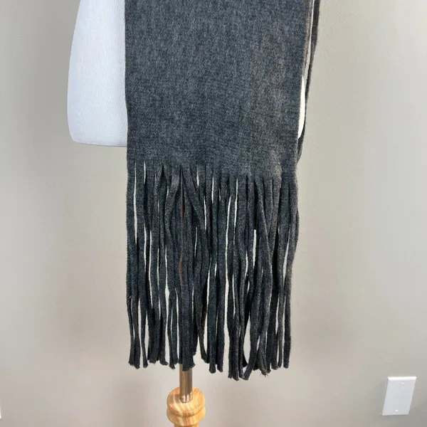 Lucky Brand Heather Dark Grey Brushed Knit‎ Fringe Long Scarf Soft Wrap New NWT - Image 4
