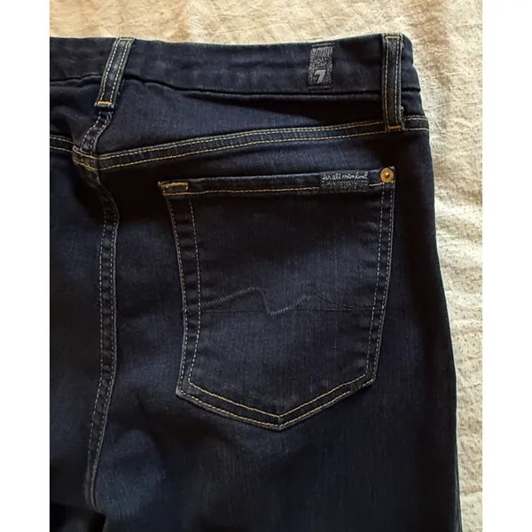 7 For All Mankind Jeans Womens Size 31 Blue Straight Leg Dark Wash Stretch Denim - Image 9