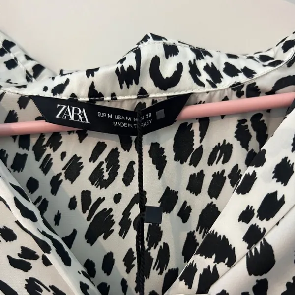Zara Black and White Leopard Print Women's‎ Top M - Image 6