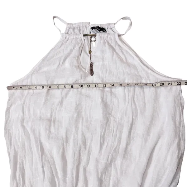 Beachy Airy Coastal White Halter Neck High Low Pull Over Dress - Image 6