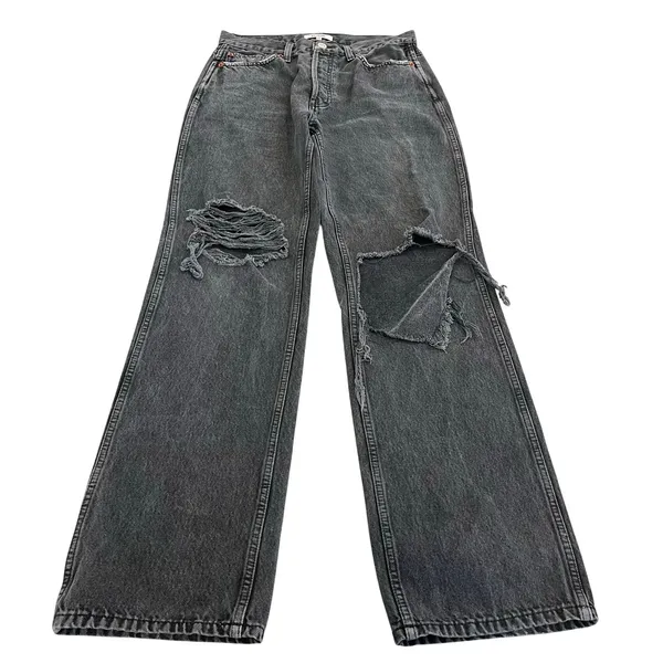 RE/DONE High Rise Loose Jeans in Washed Black with Rips Size 28‎ - Image 3