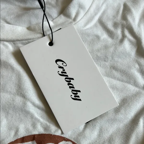 White and Brown Short Sleeve Tee with Heart Design - Image 4