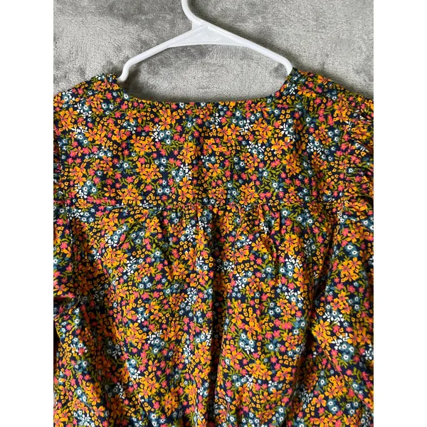 Free People Floral‎ Peplum Blouse Women's Small Puff Sleeve Button Front Boho - Image 4