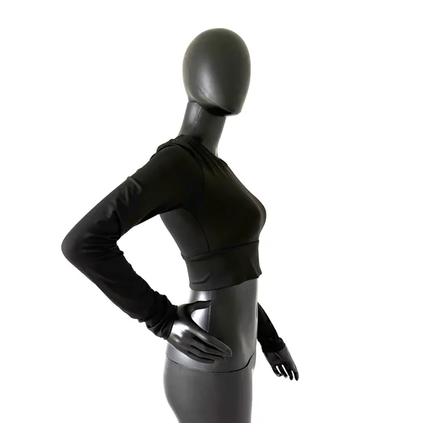 Gym Top T-shirt Crop Top Blouse Cover Up Tee Long Sleeve Sport Tee Slim Fit Top - Image 2