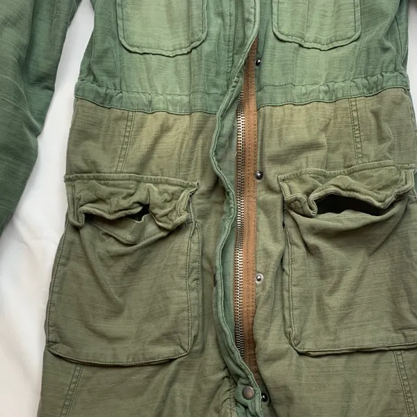 Free People size small jacket military green trench academia 80s retro patch - Image 6