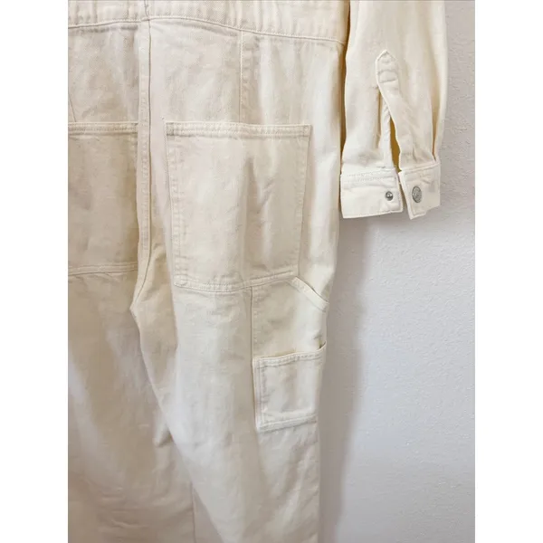 NWT Mango Buttons Denim Jumpsuit Cream White L - Image 4