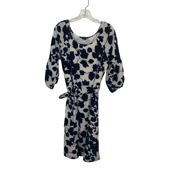 Vertigo Paris Large Black Cream Floral Parisian Chic Tie Waist Romantic Midi - Image 3