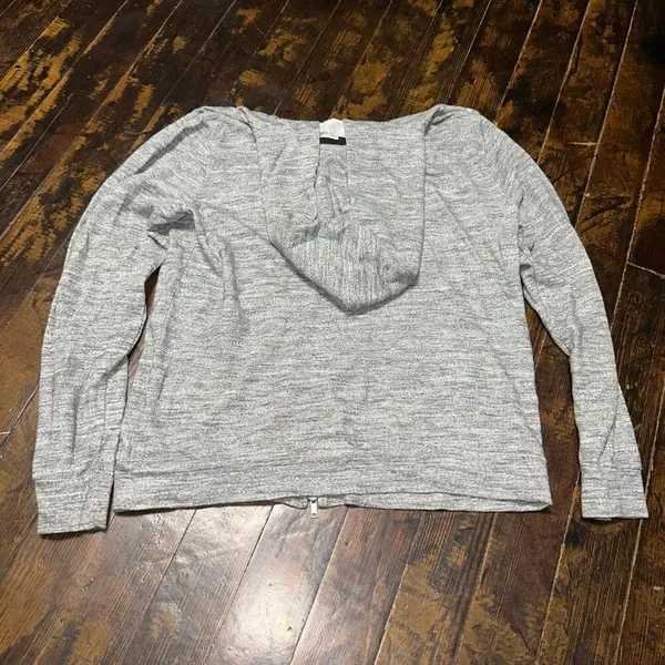 Theory gray full zip L elevated basics minimalist luxe hoodie - Image 2