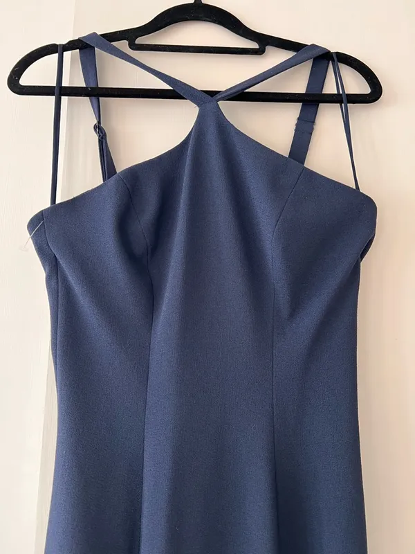 Dress the Population Navy Blue Halter Midi Dress Size Small Fit & Flare - Image 6