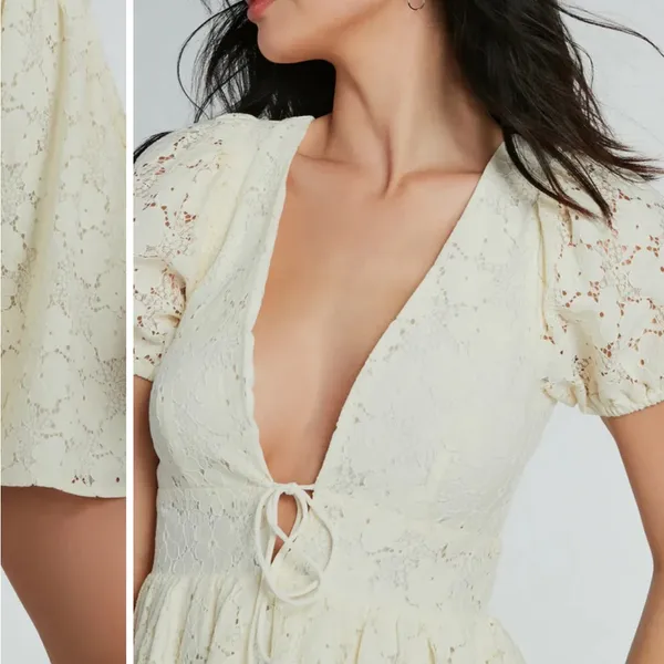 Windsor Cream Lace Midi Dress - Image 12