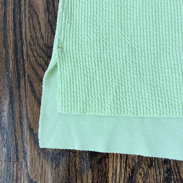 Aerie Wonder Textured V-Neck Sweatshirt Green Waffle Knit Oversized Women M EUC - Image 6