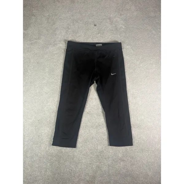 nike womens cropped drawstring leggings capri medium black - Image 2