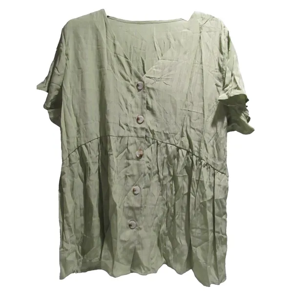 JayGate Women’s Babydoll Peplum Blouse XXL NWT Light Green V-Neck Button Down - Image 4