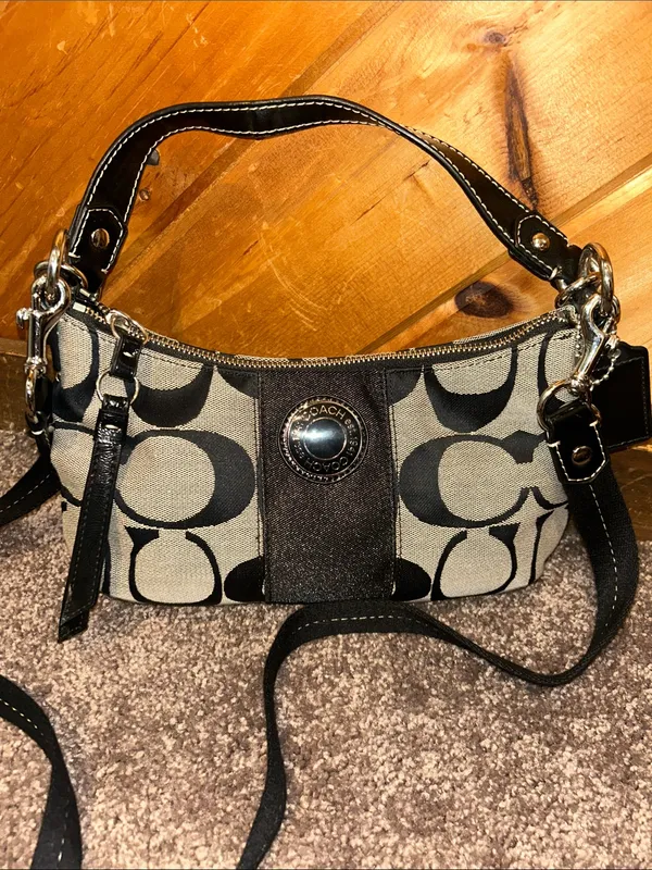Coach legacy stripe Vintage 2000s monogram shoulder bag w long strap - Image 3