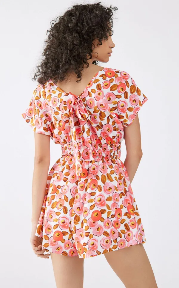 Urban Outfitters Kiss The Sky Floral V-Neck Romper - Image 3