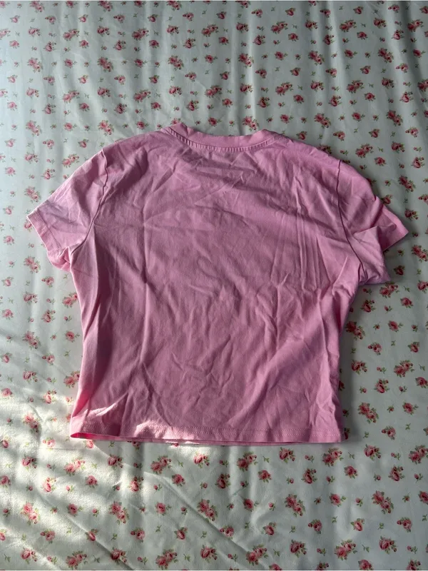 Pink 'Angel' Graphic Crop Baby Tee - Image 2