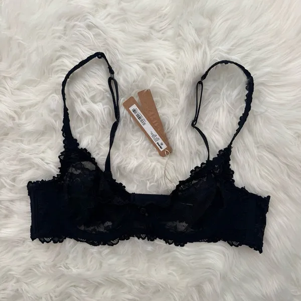 Skims Stretch Lace Unlined Scoop Bra Soot Size 36A - Image 2