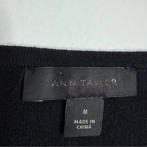 Ann Taylor Black Sweater Square Neckline Medium Soft Casual‎ Minimalist Office - Image 3