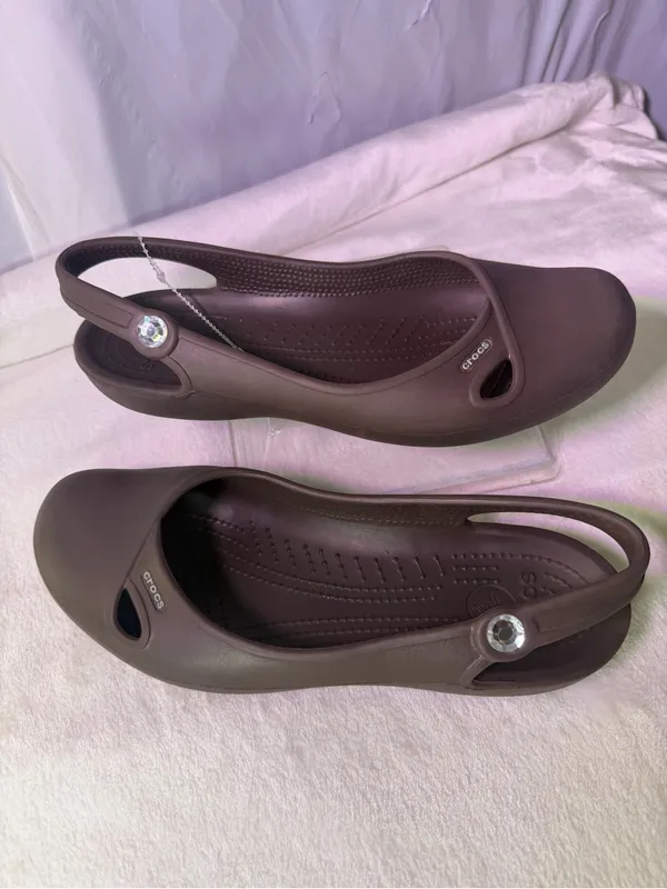 CROCS Women’s Dark Brown Slingback Ballet Flats - Image 3