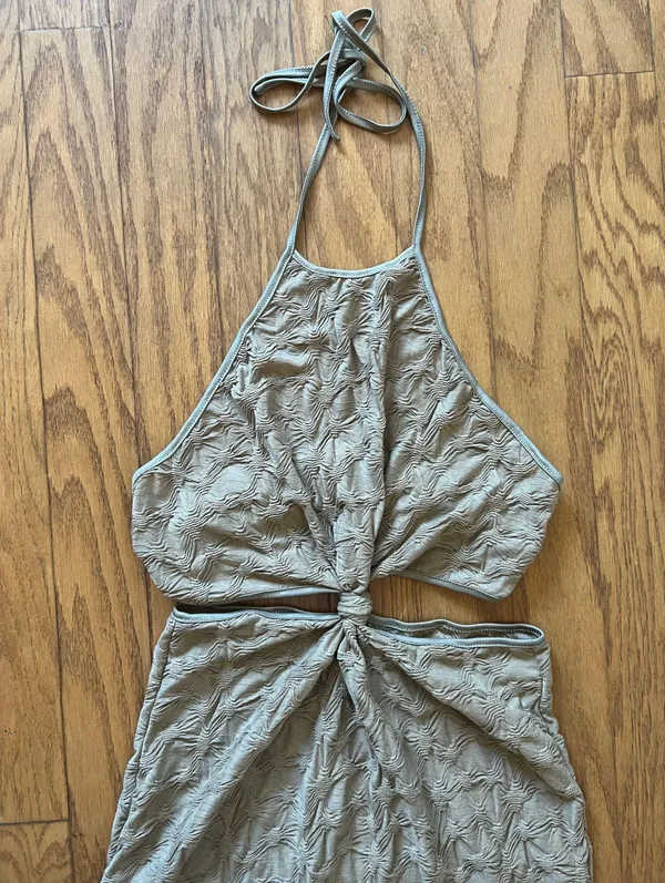 Brown Halter Cut Out Dress Size L - Image 3