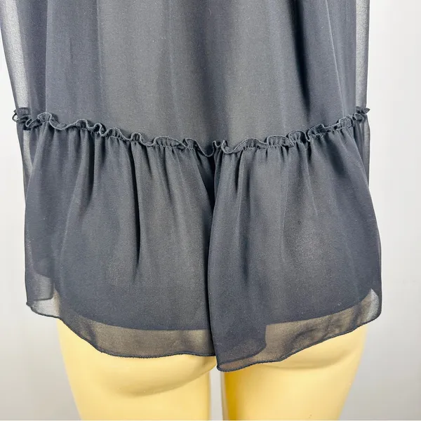 Zara Black Chiffon Top Sz M Sleeveless Ruffle Loose - Image 5