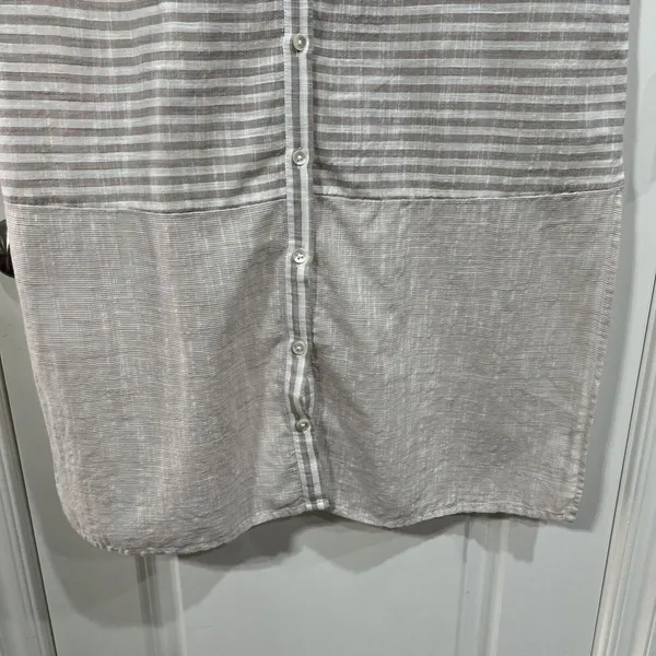 Lucky Brand Size S Dress Button Down Maxi Shirt‎ Striped Lightweight Cap Sleeve - Image 5
