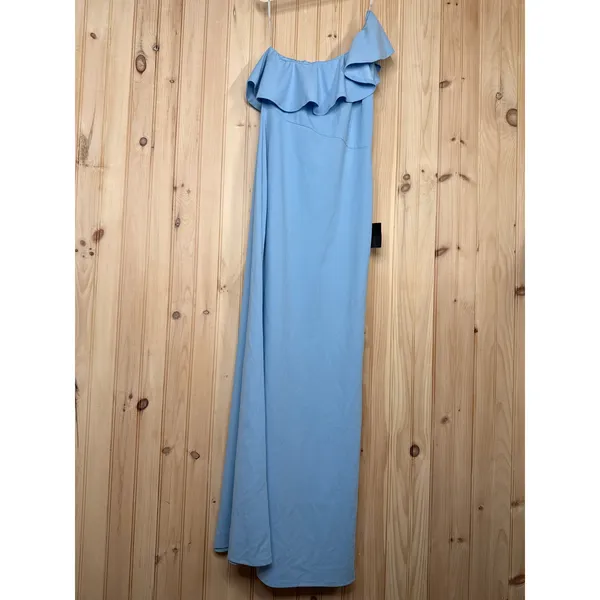 NWT Lulus Last Forever Powder Blue One-Shoulder Ruffle Maxi Dress Banquet Sz XL - Image 2