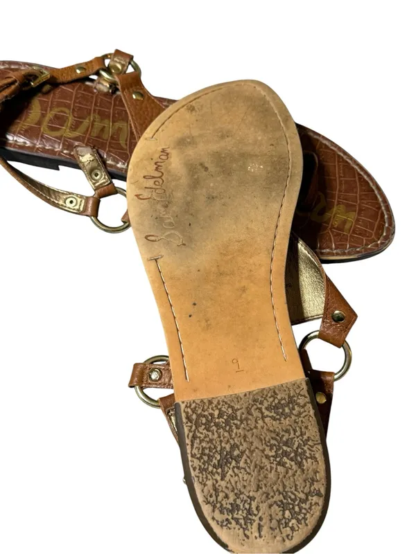 Sam Edelman Greta Brown Leather Thong Slingback Sandals Women's Size 9 - Image 8